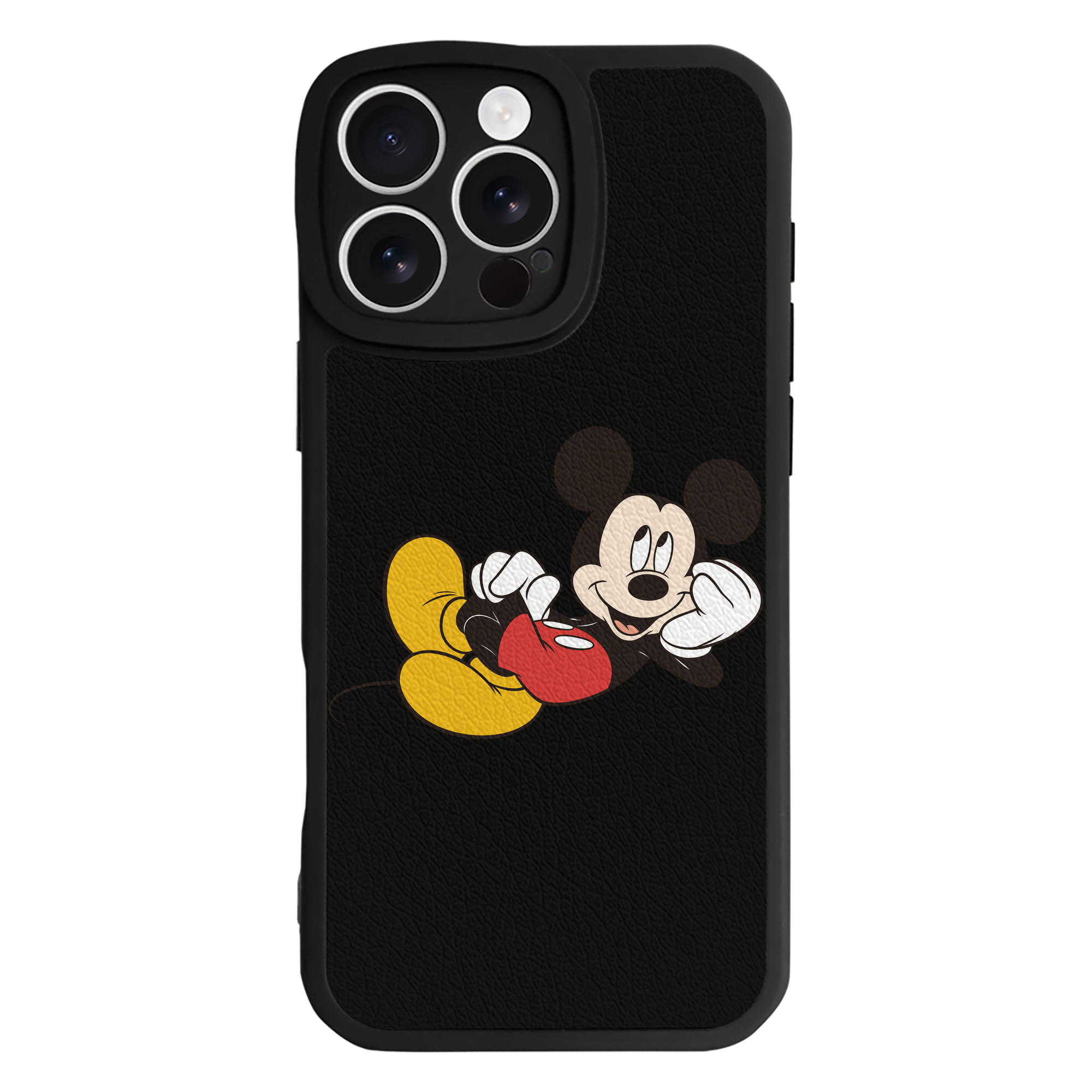（画像用） ミッキーマウス Mickey Mouse 【iPhone 16シリーズ対応】シリコンスマホケース（レザー調） 材質：シリコン